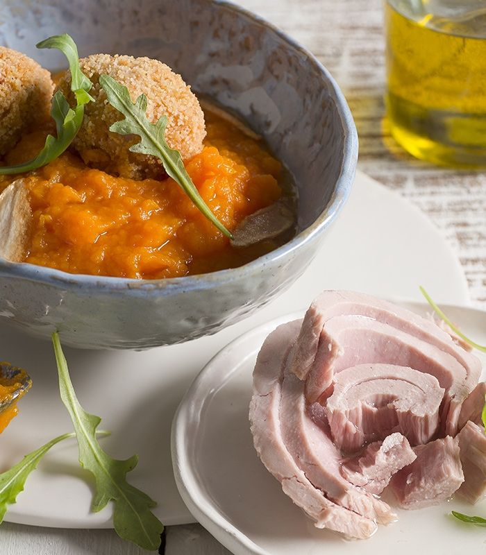 Crocchette di tonno con crema di carote