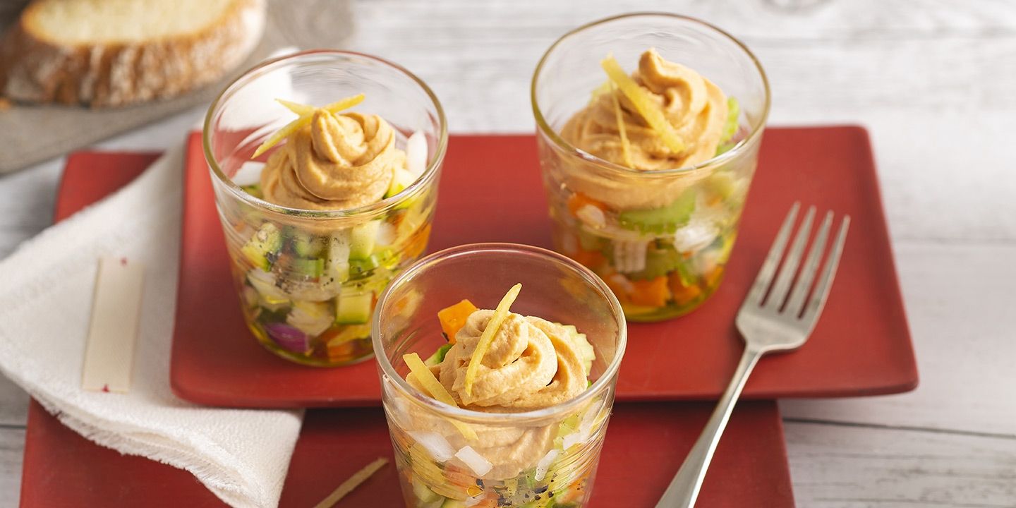 Mini tartare di verdure croccanti con Paté Rio Mare Salmone Rosa