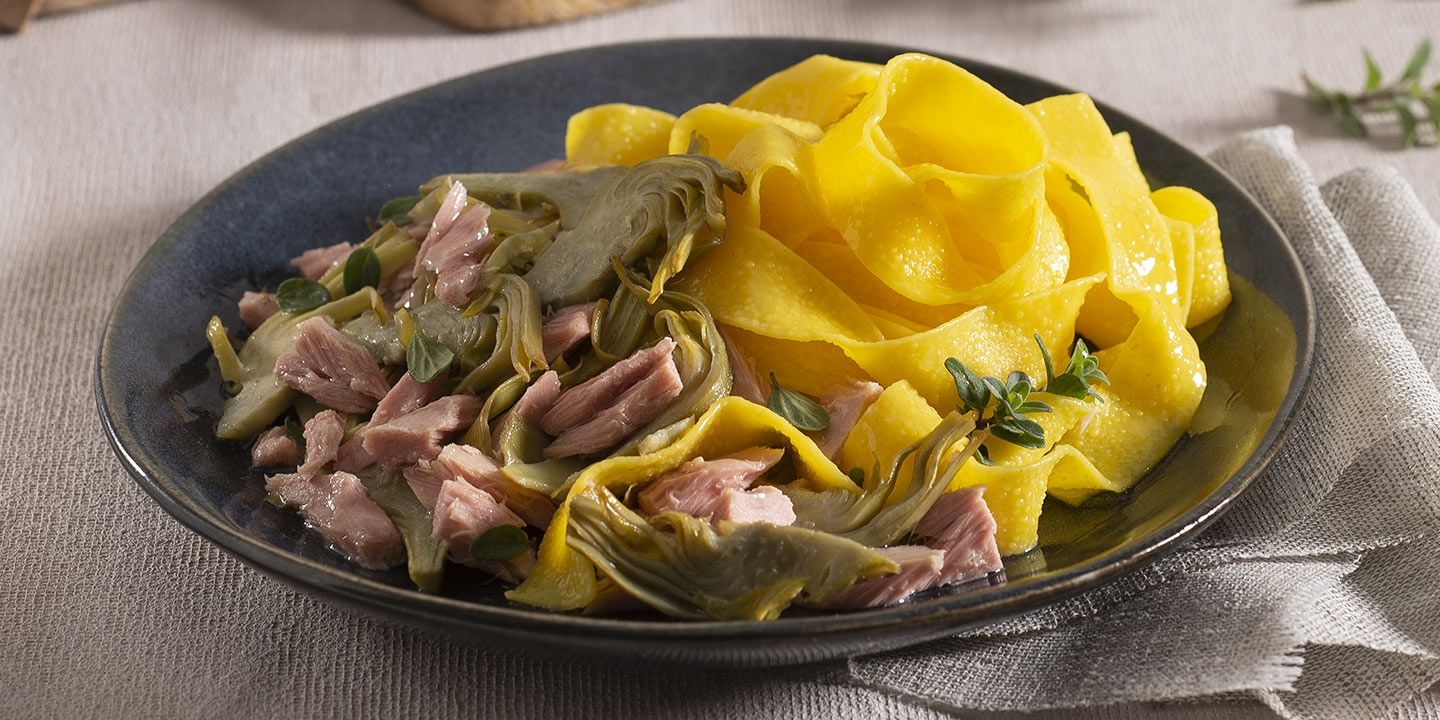 Pappardelle con tonno e carciofi