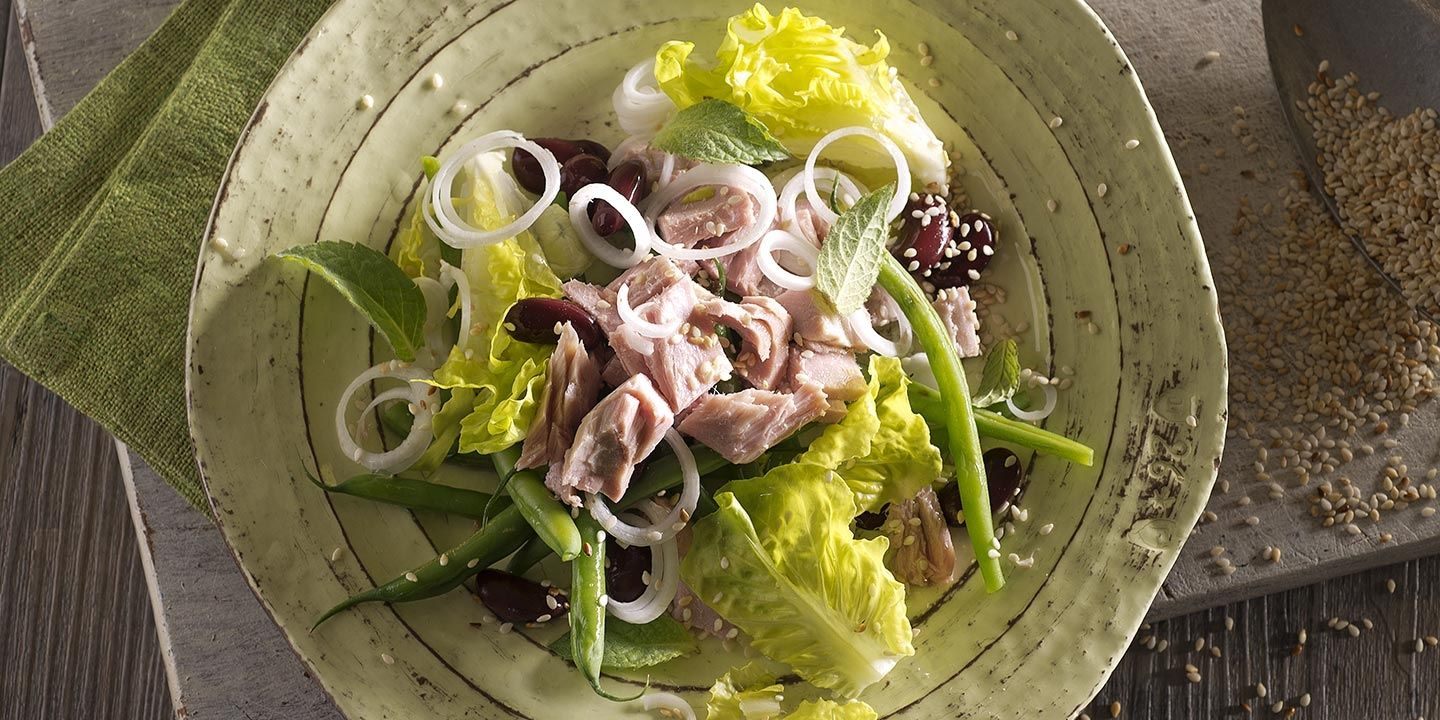 Tonno con fagiolini, fagioli rossi e menta