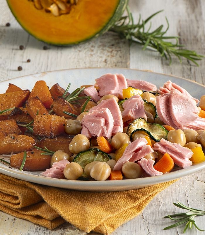 Zucca spadellata con Insalatissime ceci